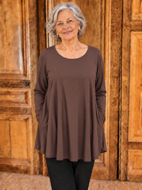 Normal Crazy - Shirt Aline lange mouw - Chocolate