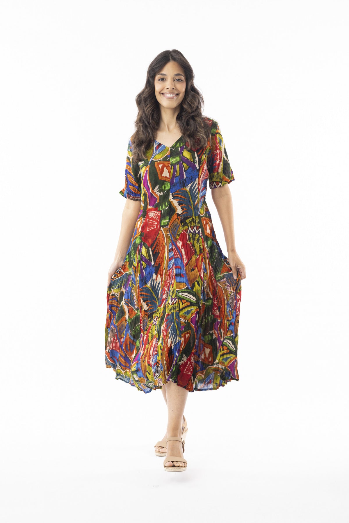 ORIENTIQUE - Torgua jurk Godet 91257 - Print