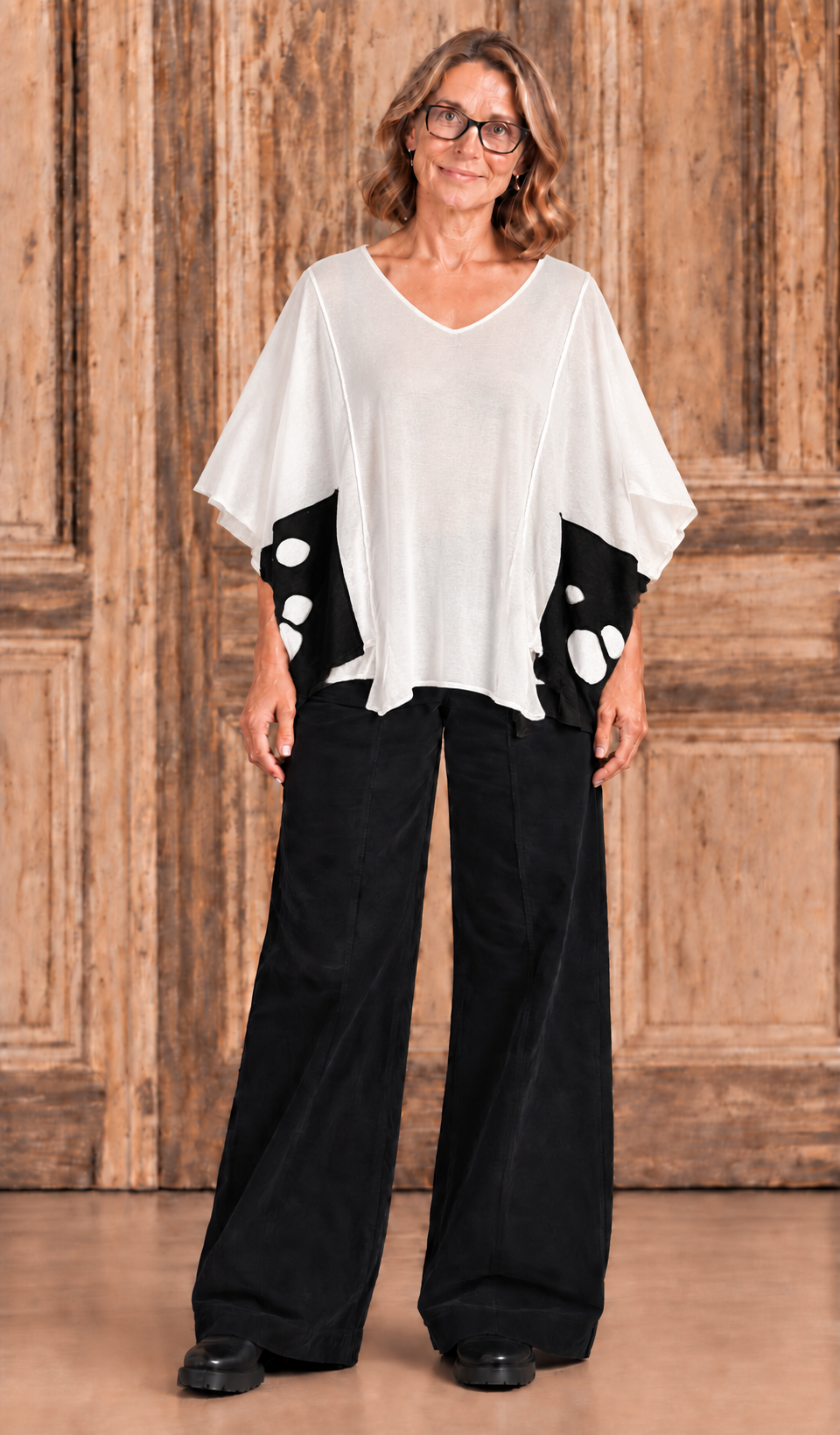 Amandine top wit/zwart