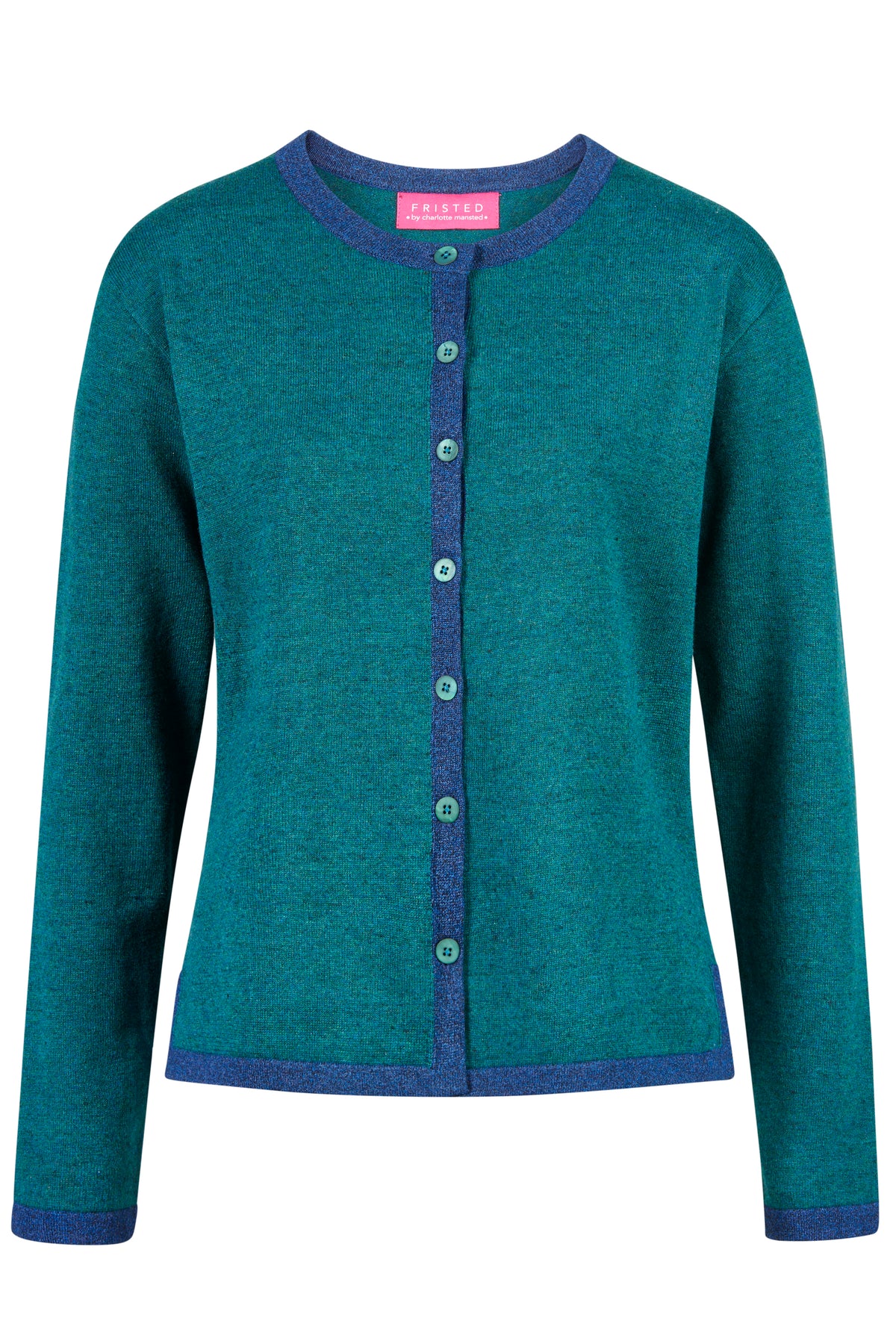Himalaya vest Noa in donkergroen met blauwe contrastboorden