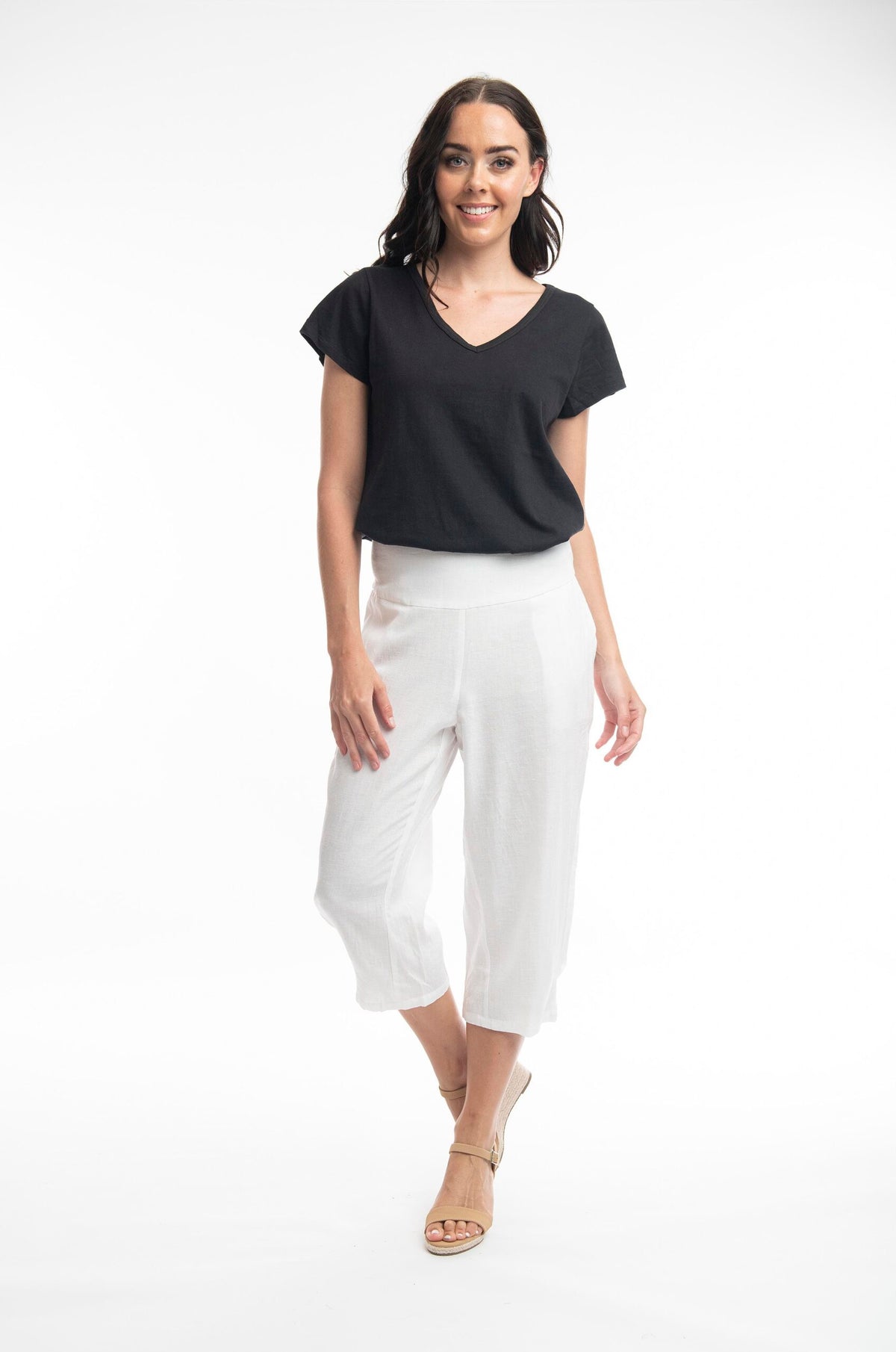 ORIENTIQUE - 3/4 linnen broek 6688 - White