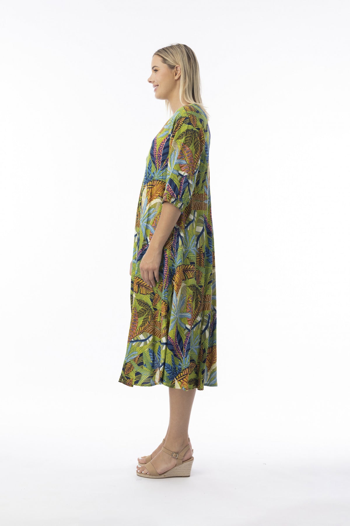 ORIENTIQUE - Tayrona jurk met V-hals 61752 - Tower Blue