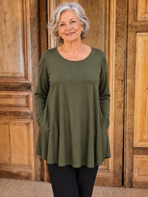 Normal Crazy - Shirt Aline lange mouw - Olive Green