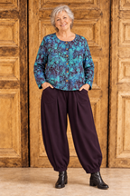 Normal Crazy - Blouse Botton lange mouw - BlauwPaars