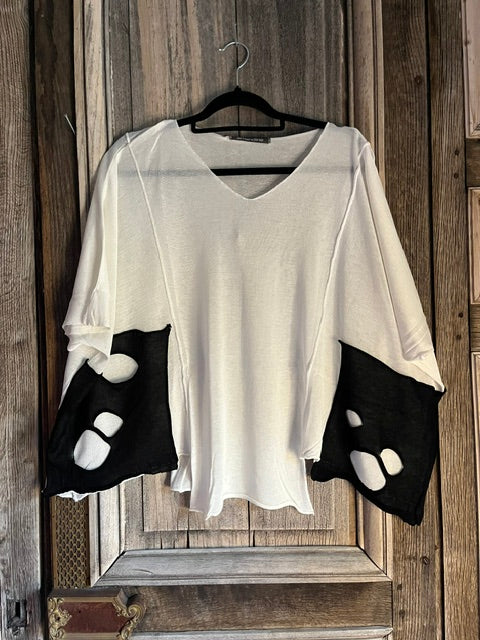 Amandine top wit/zwart