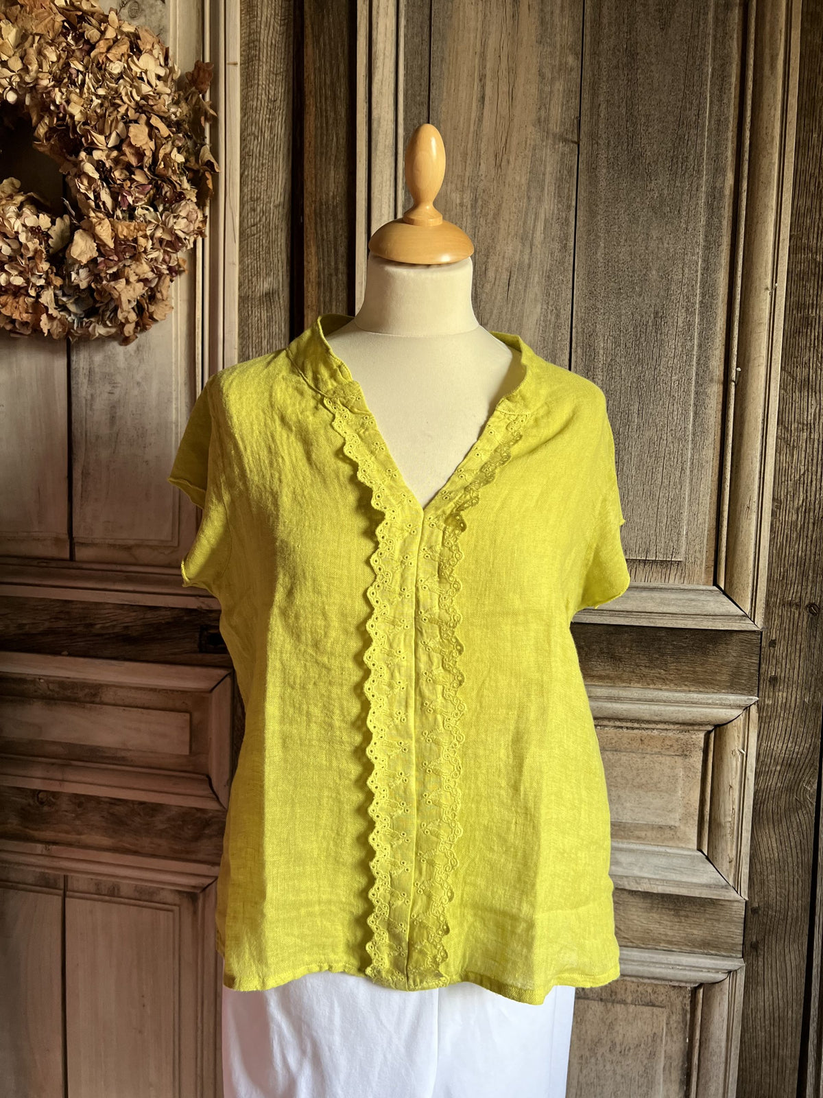 BlueBerry Italia - Blouse/Top linnen - Geel - Maat S