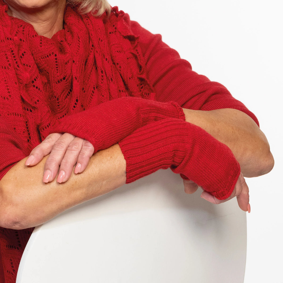 Invero - Handschoenen Karina met duimen - 100% wol - Granat