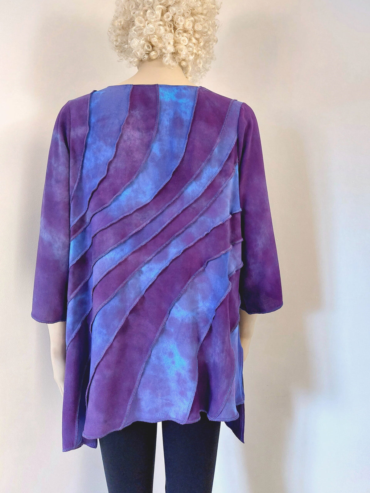 Liz & Joe - Viscose blouse met diagonale ronde naden - LT 58412 V-paars