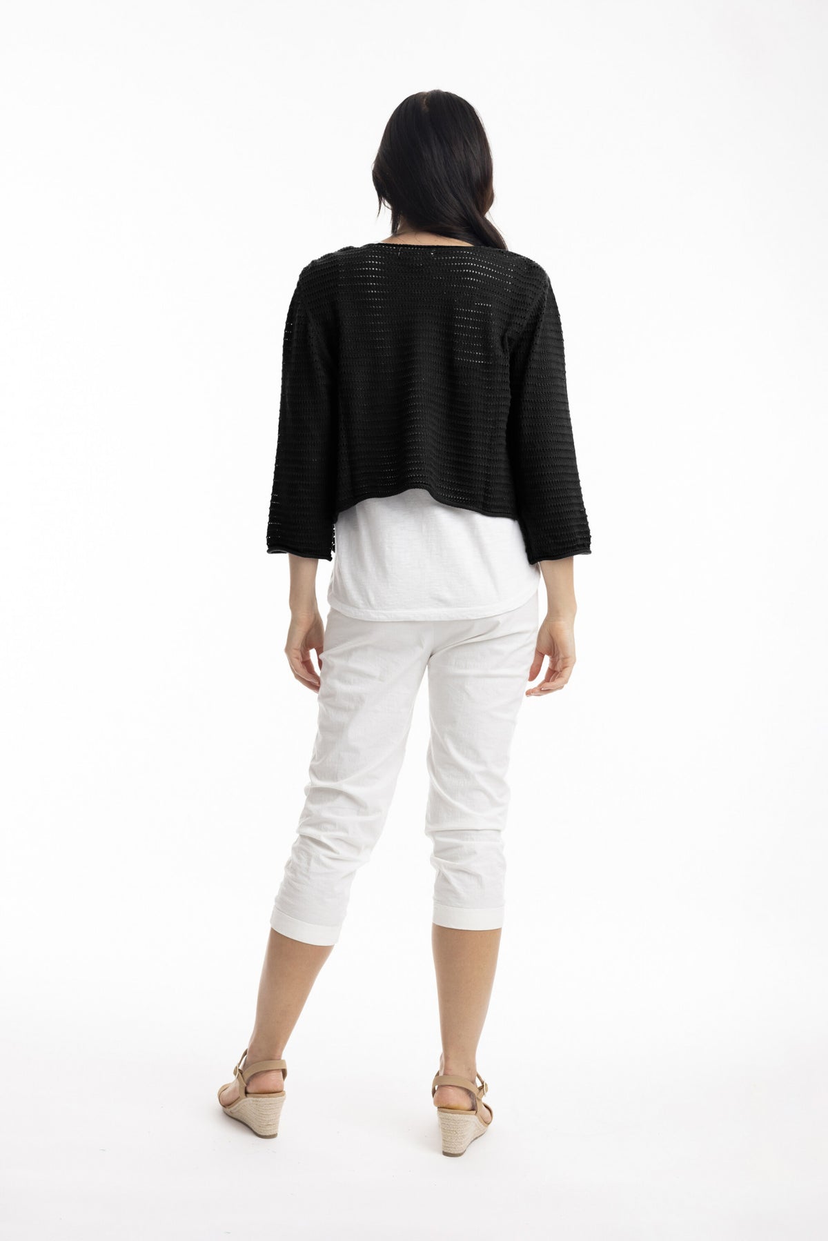 ORIENTIQUE - Bolero vest Tie Shrug - Black