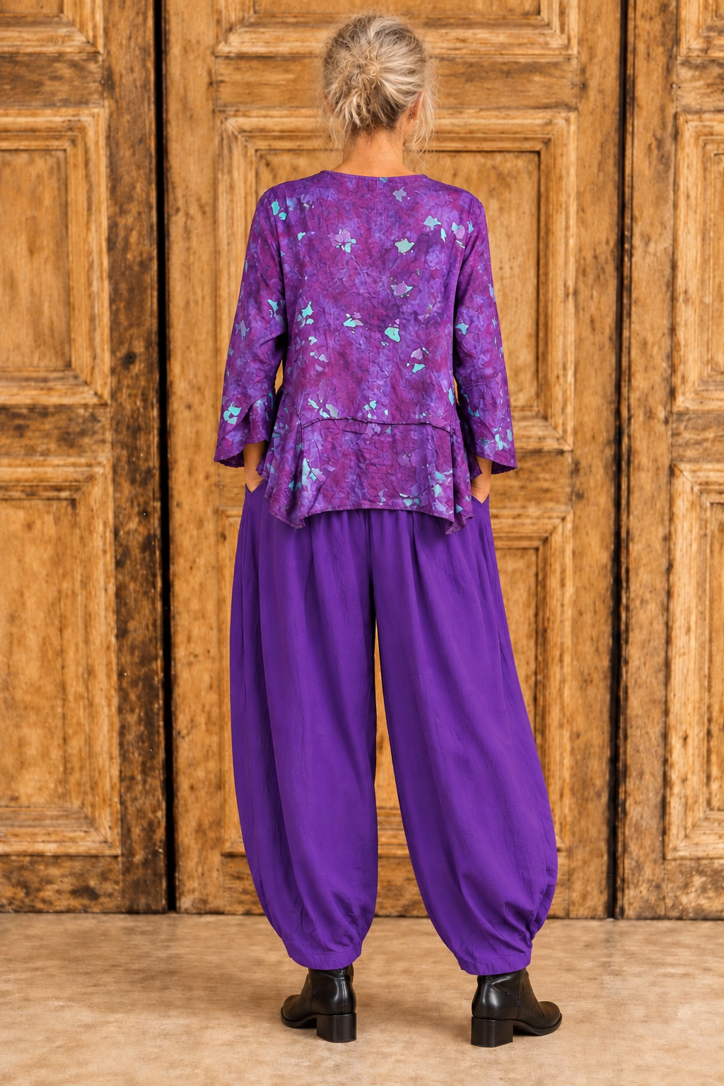 Normal Crazy - blouse palm 5 button - Paars