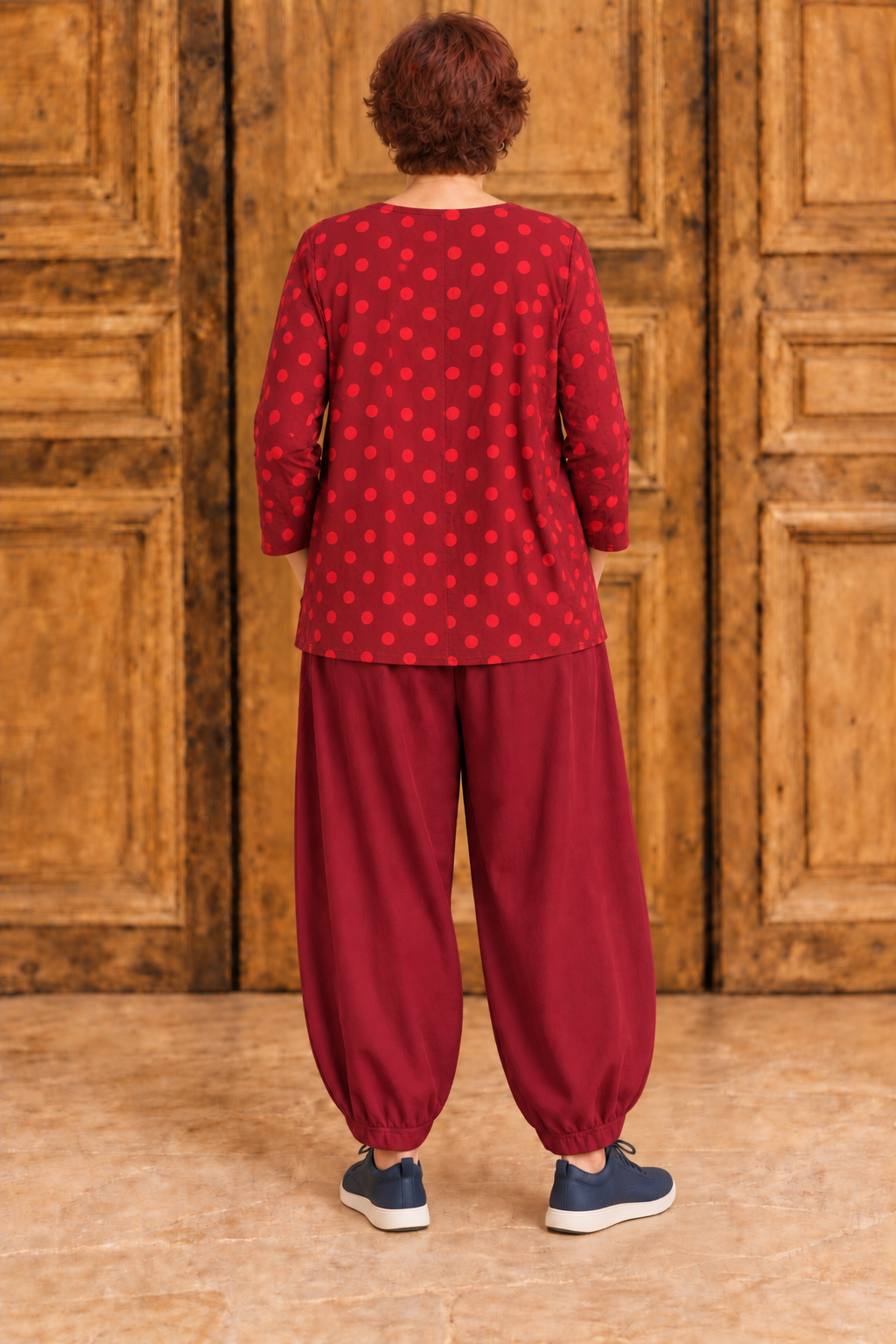 Normal Crazy -  Blouse New Moza lange mouw - Rood met stippen