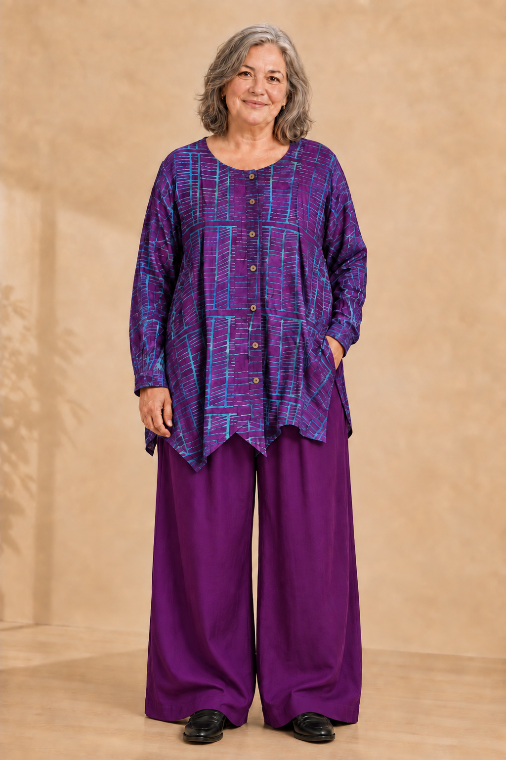 Normal Crazy - Top Wizard LS- Batik Donkerpaars