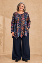 Normal Crazy - Top Wizard Ls - Batik Donkerblauw